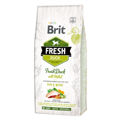 Brit Fresh Duck with Millet Active Run&Work sausas maistas