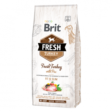 Brit Fresh Turkey with Pea Light Fit&Slim sausas maistas