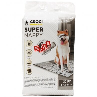 Croci Super Nappy New Paper palutės 57x84cm 30vnt