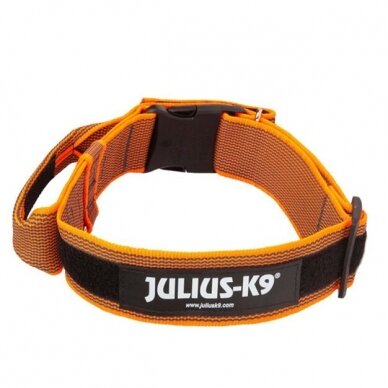 Julius-K9 platus antkaklis su rankena oranžinis