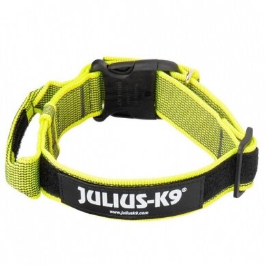 Julius-K9 platus antkaklis su rankena neon žalias