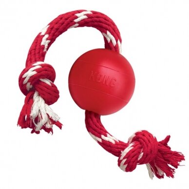 KONG Ball labai patvarus kamuolys šunims su virve