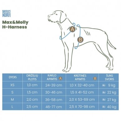 Max&Molly H-Harness Kiwi petnešos šunims 1