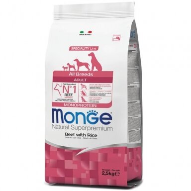 Monge All Breeds Adult Beef and Rice sausas maistas šunims