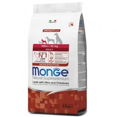 Monge Mini Adult su ėriena ryžiais ir bulvėmis