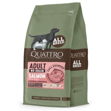 Quattro Adult All Breed With Salmon maistas šunims