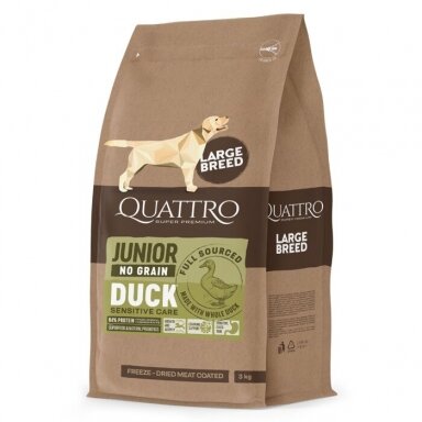 Quattro Junior Large Breed With Duck maistas šunims Quattro Junior Large Breed With Duck maistas šunims