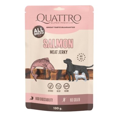 Quattro Meat Jerkys Salmon sjanėstai šunims 8 x 130g