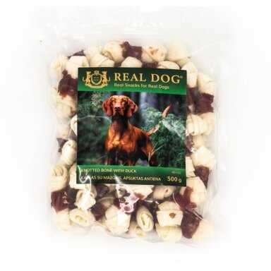 Real Dog Snacks kaulas su mazgais, apsuktas antiena 500g