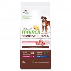 Natural Trainer Adult Sensitive No Grain M/M Pork sausas maistas